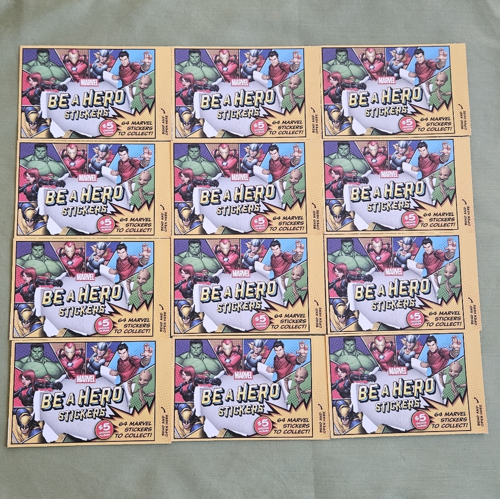 12 Packs 2025 Be A Hero Marvel Superstore Loblaws Sticker Card Packs 48 Stickers
